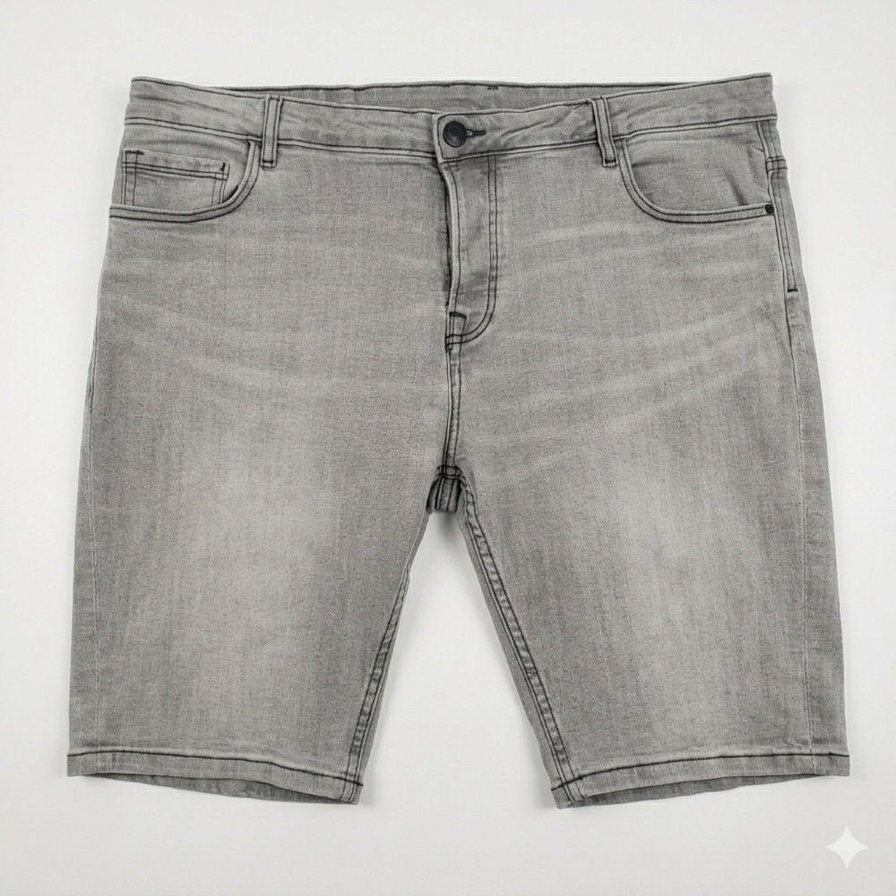 Primark Denim Co Shorts Mens 40 Grey Distressed Jorts Jean Stretch Bermuda Faded